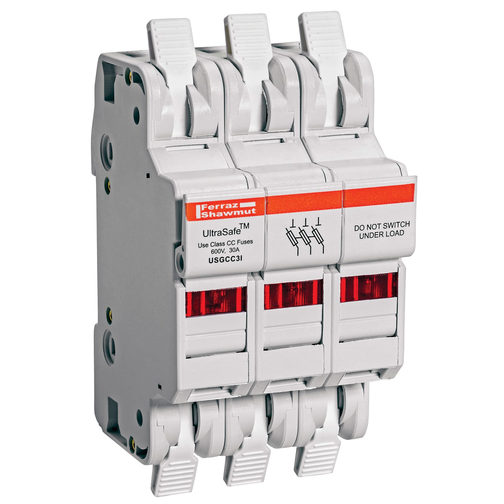 MERSEN - Portafusibili 600VAC 600VDC Classe CC 30A 3 poli Classe CC LED Morsetto a gabbia