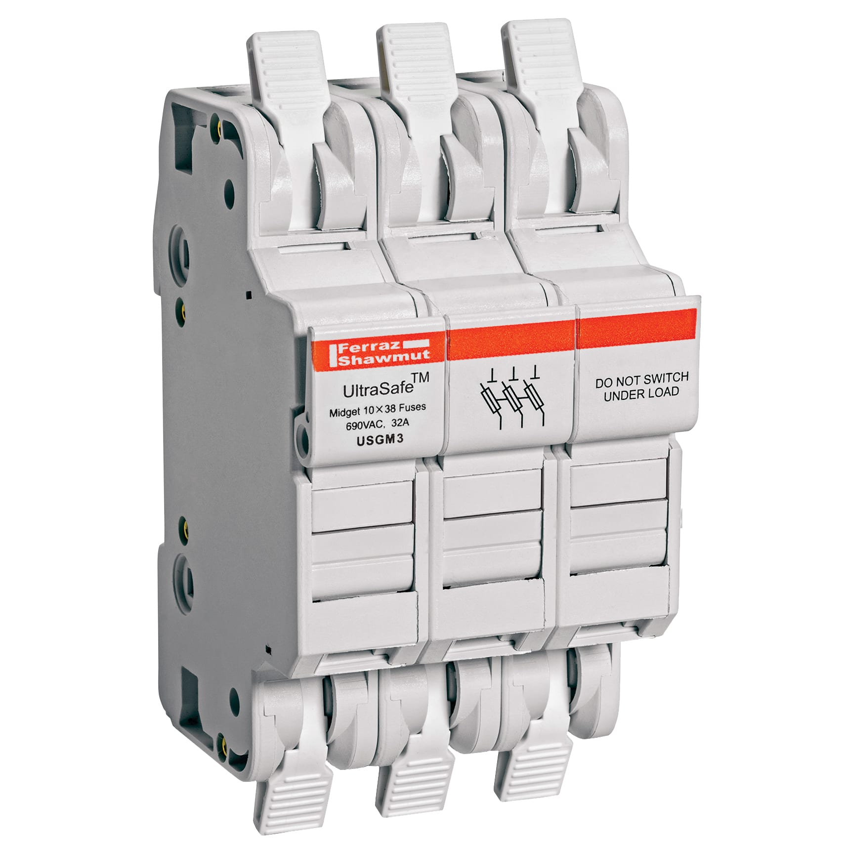 MERSEN - Portafusibili 750VAC 1000VDC Midget 30A 3 poli Midget Morsetto a gabbia IP20