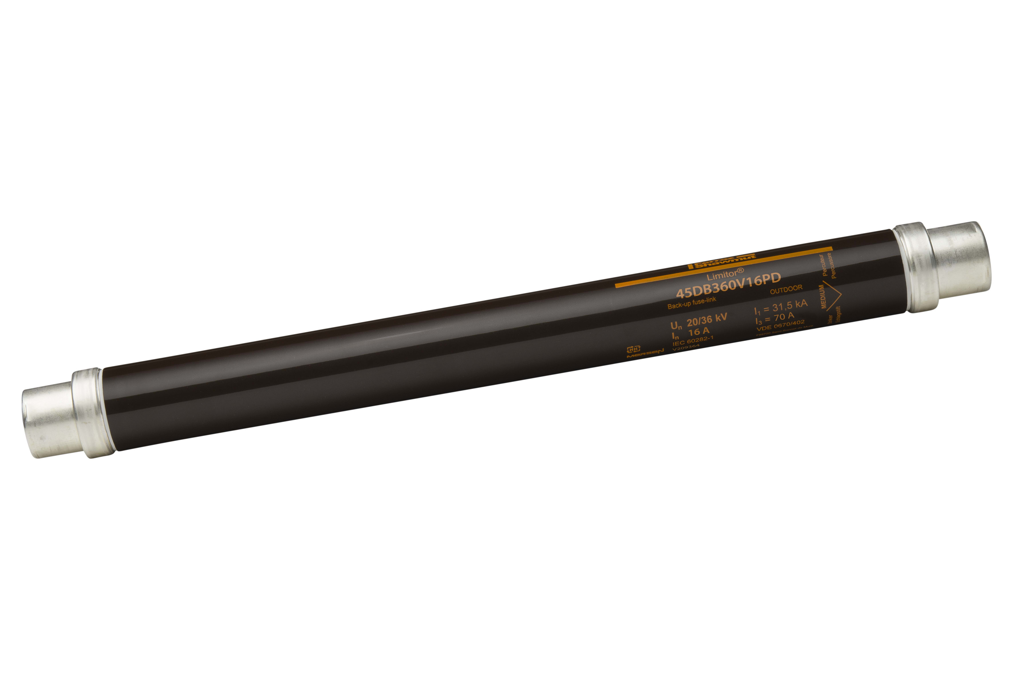 MERSEN - Fusibile di backup HV DIN VDE T402 36kVAC 16A d56mm, L367mm Percussore 80N