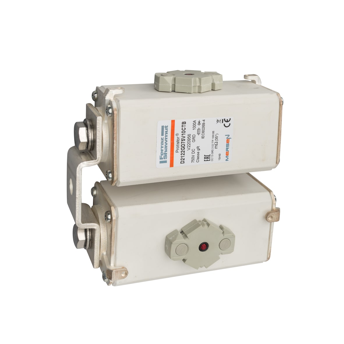 MERSEN - Fusibile ad alta velocità 2x122 gR 750VDC CEI 1000A Percussore Cont.Fil.Metrica