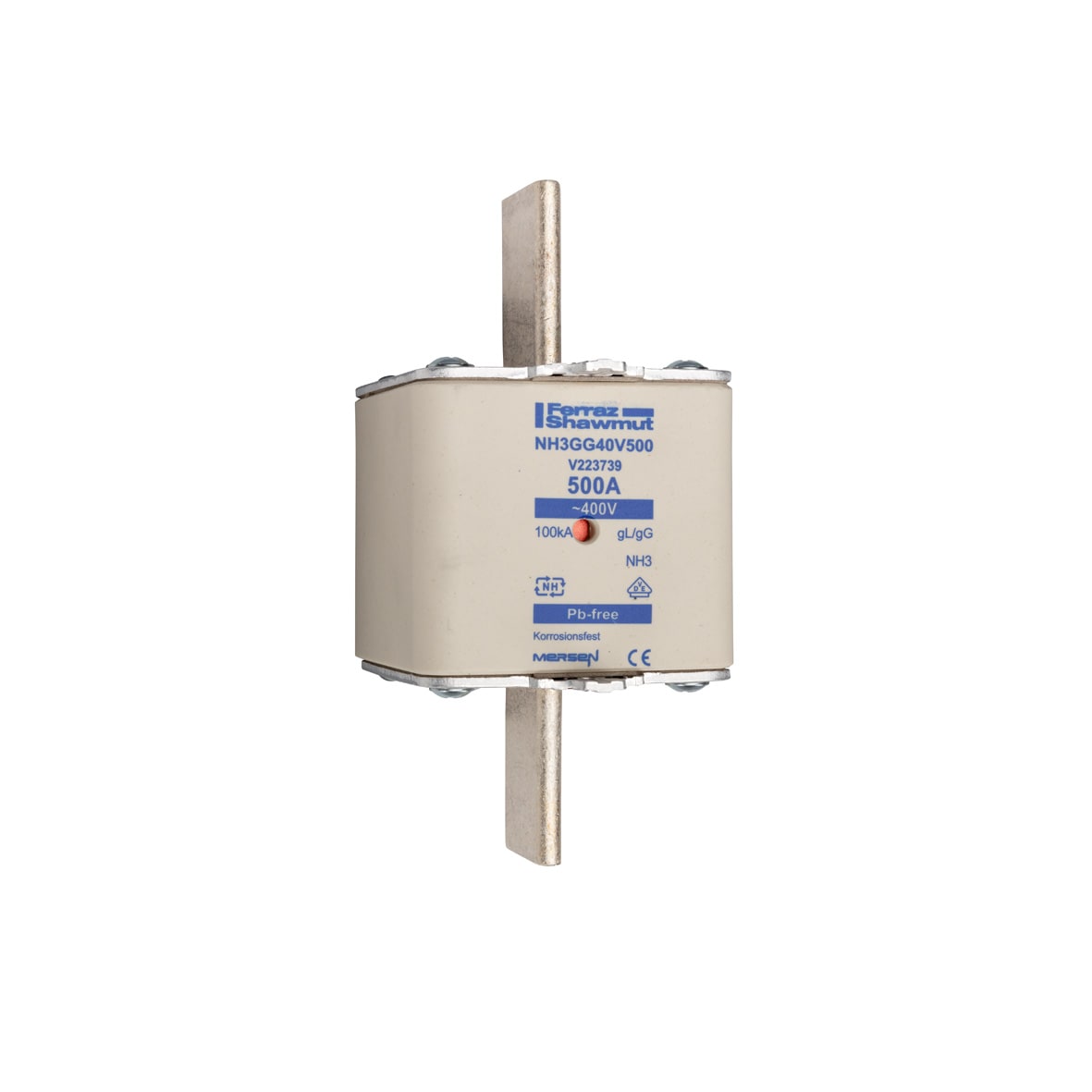 MERSEN - Fusibile NH3 gG 400VAC 500A Placche Attive Doppio Indicatore