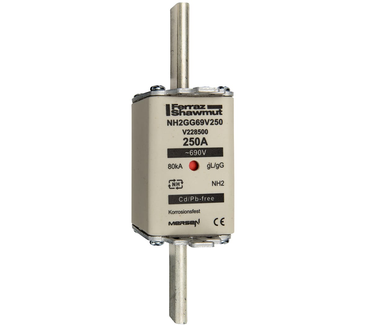 MERSEN - Fusibile NH2 gG 690VAC 250A Placche Attive Doppio Indicatore