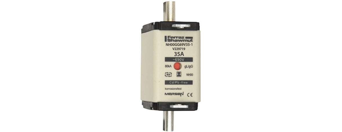 MERSEN - Fusibile NH00 gG 690VAC 35A Placche Isolate Doppio Indicatore
