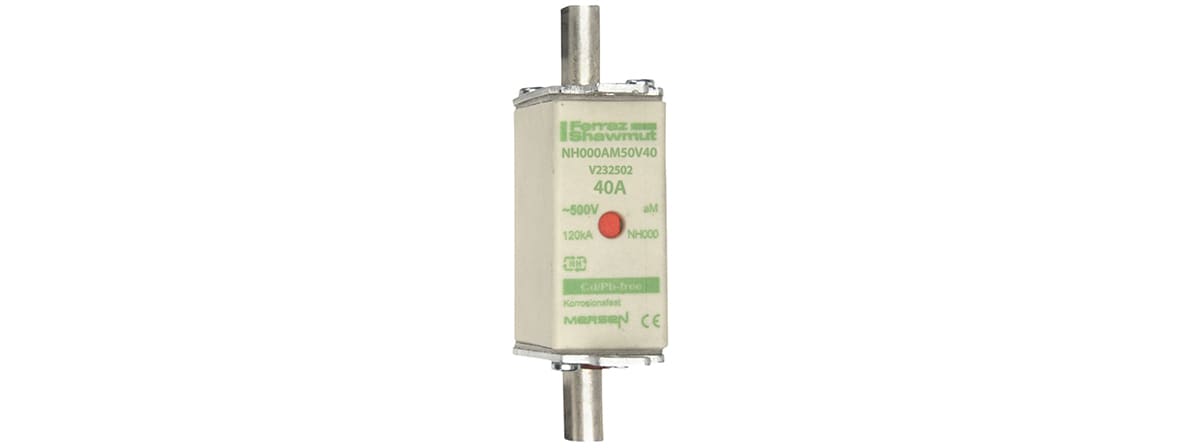 MERSEN - Fusibile NH000 aM 500VAC 40A Placche Attive Doppio Indicatore