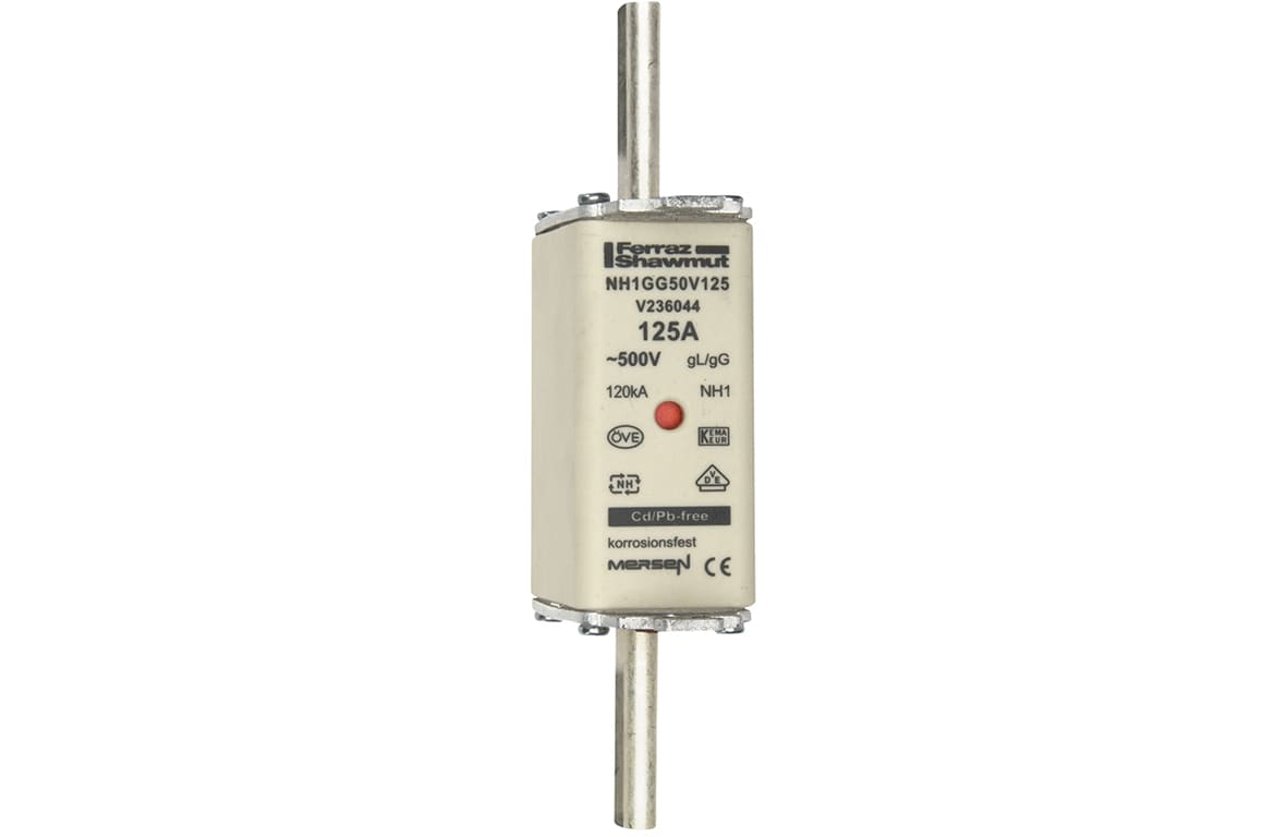 MERSEN - Fusibile NH1 gG 500VAC 125A Placche Attive Doppio Indicatore