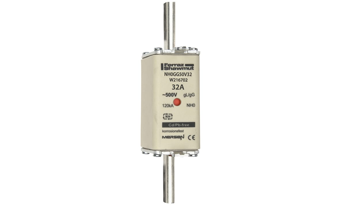 MERSEN - Fusibile NH0 gG 500VAC 32A Placche Attive Doppio Indicatore