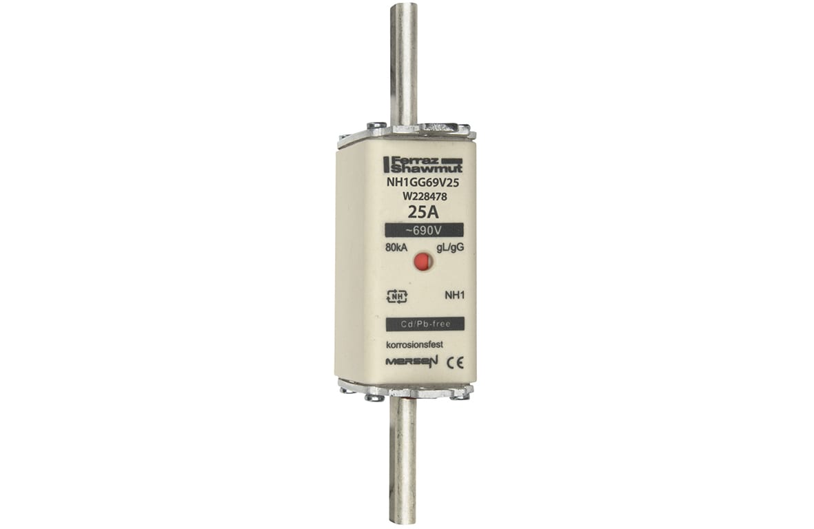 MERSEN - Fusibile NH1 gG 690VAC 25A Placche Attive Doppio Indicatore