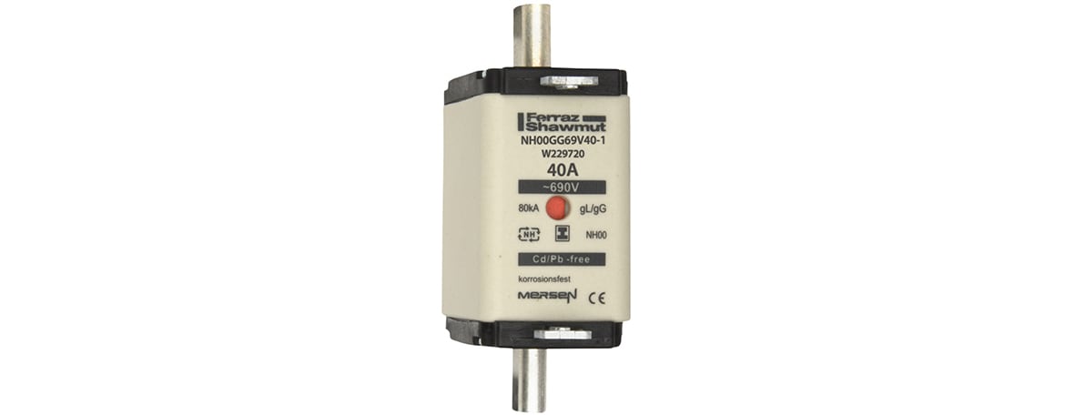MERSEN - Fusibile NH00 gG 690VAC 40A Placche Isolate Doppio Indicatore