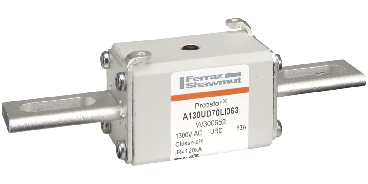 MERSEN - Fusibile ad alta velocità 70 aR 1250VAC 63A Percussore Coltelli Scanalati Lunghi