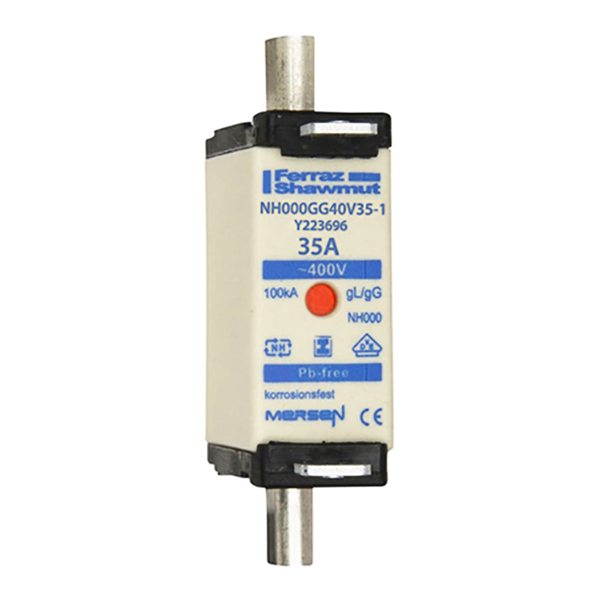 MERSEN - Fusibile NH000 gG 400VAC 35A Placche Isolate Doppio Indicatore