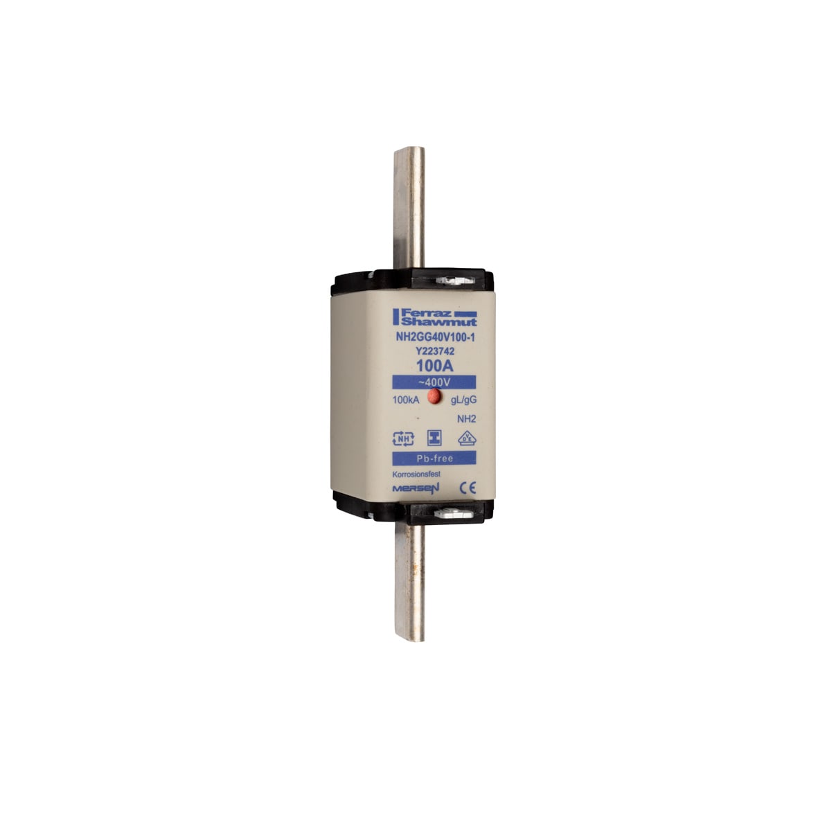 MERSEN - Fusibile NH2 gG 400VAC 100A Placche Isolate Doppio Indicatore