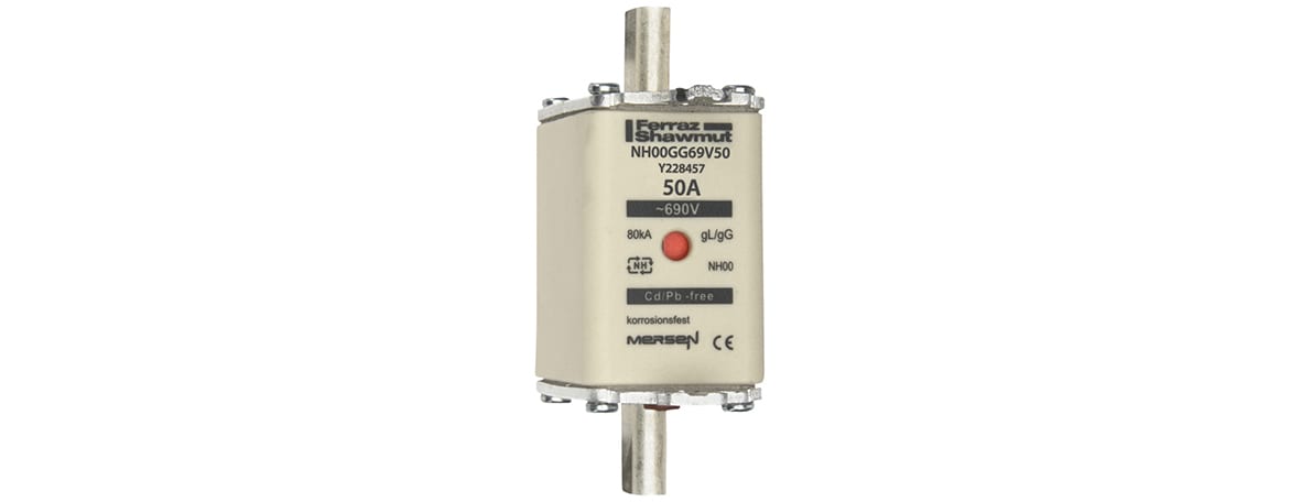 MERSEN - Fusibile NH00 gG 690VAC 50A Placche Attive Doppio Indicatore
