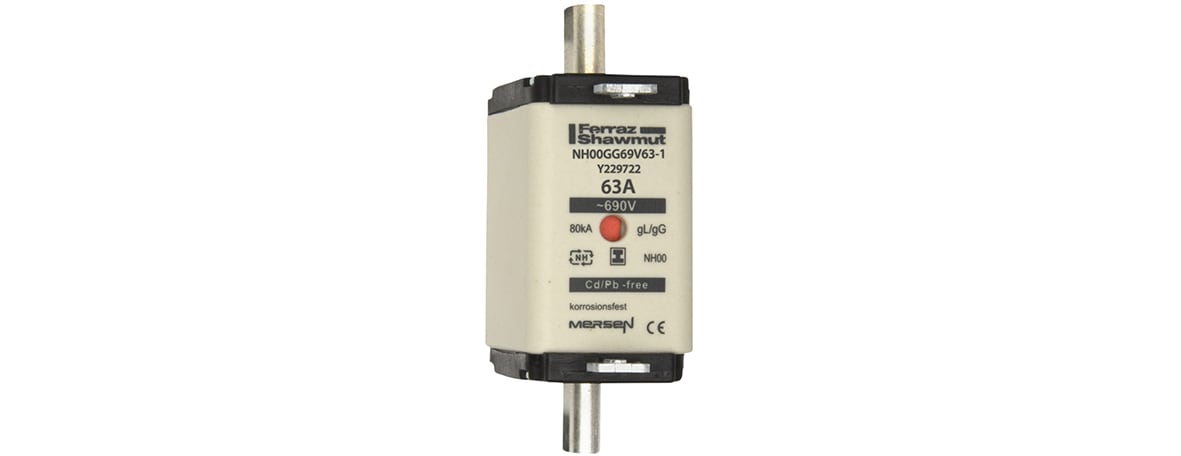 MERSEN - Fusibile NH00 gG 690VAC 63A Placche Isolate Doppio Indicatore