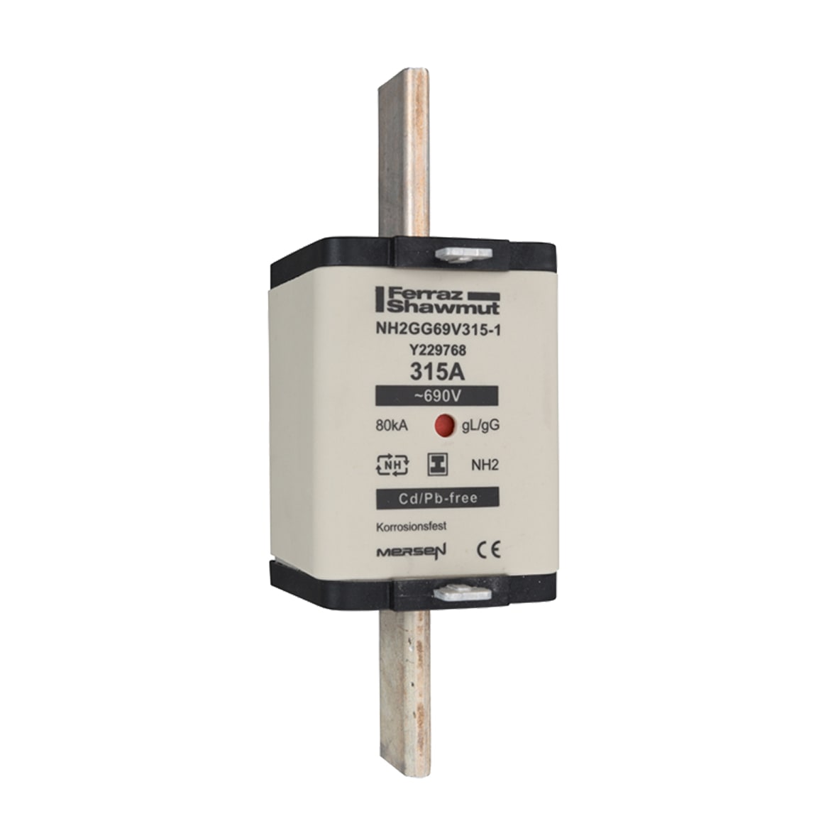 MERSEN - Fusibile NH2 gG 690VAC 315A Placche Isolate Doppio Indicatore