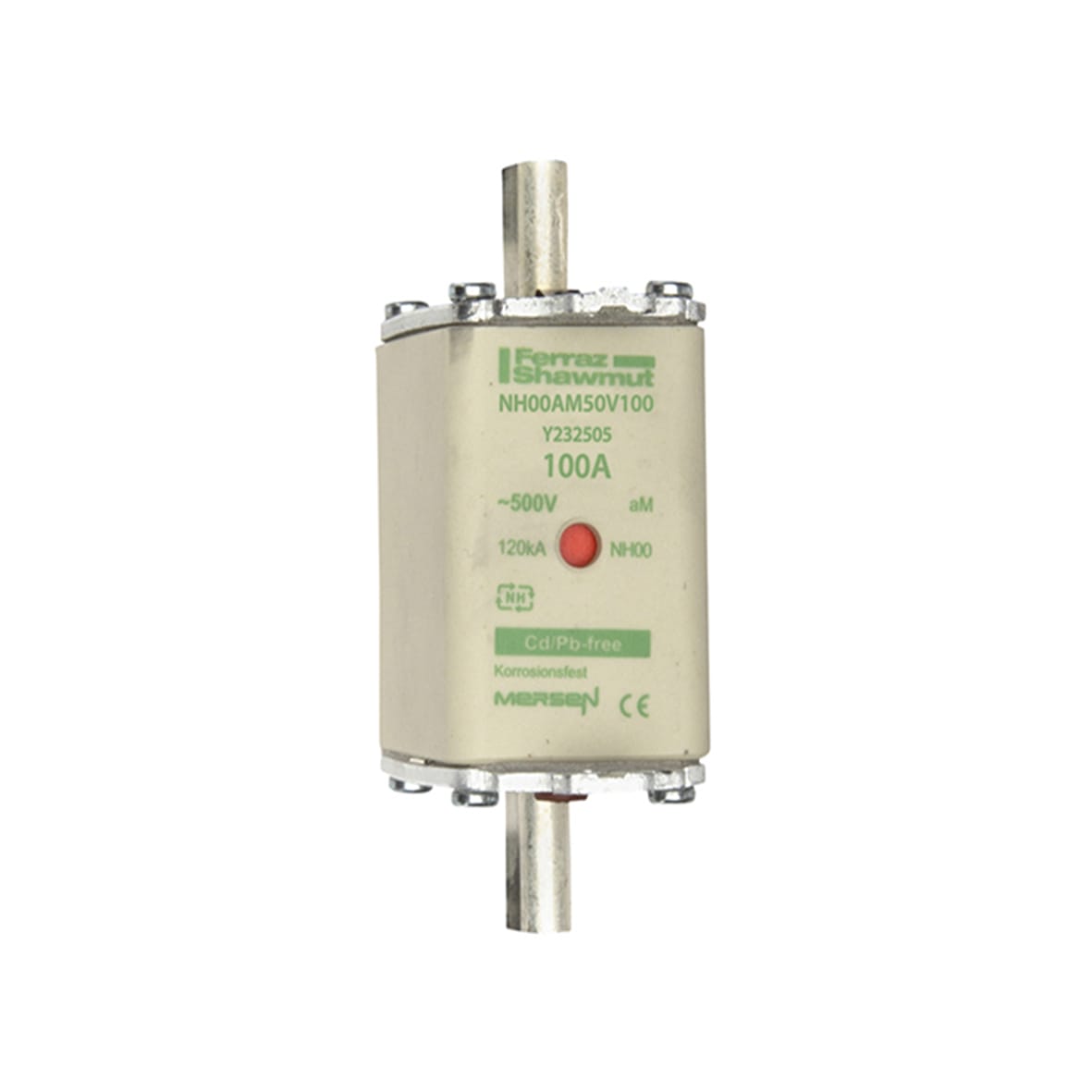 MERSEN - Fusibile NH00 aM 500VAC 100A Placche Attive Doppio Indicatore