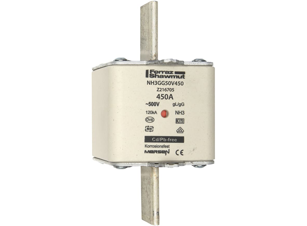 MERSEN - Fusibile NH3 gG 500VAC 450A Placche Attive Doppio Indicatore