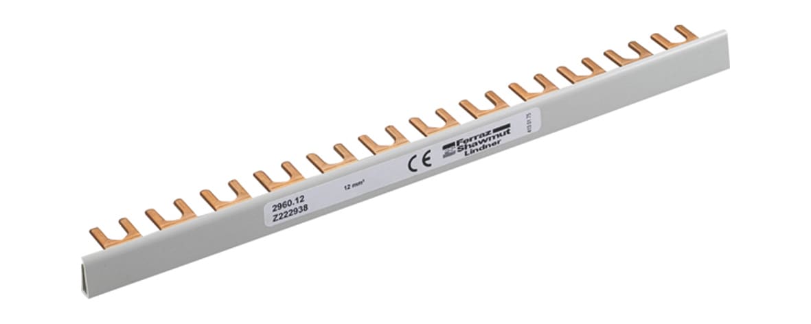 MERSEN - Busbar Pin 1-pole 212mm 10mm² cross section with insulation Pitch 17,8mm
