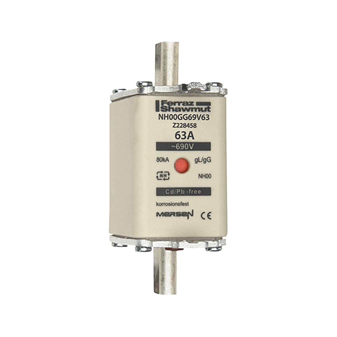 MERSEN - Fusibile NH00 gG 690VAC 63A Placche Attive Doppio Indicatore