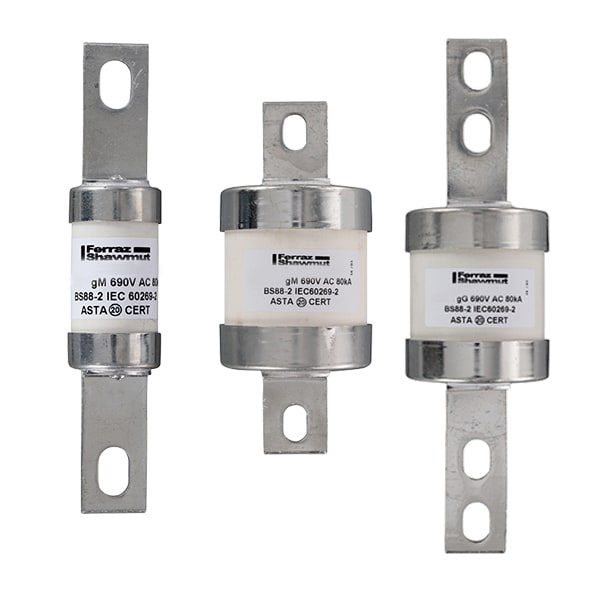 MERSEN - Fusibile BS IEC gM B2 690VAC 460VDC 125M200A BTF Targhetta imbullonata centrale