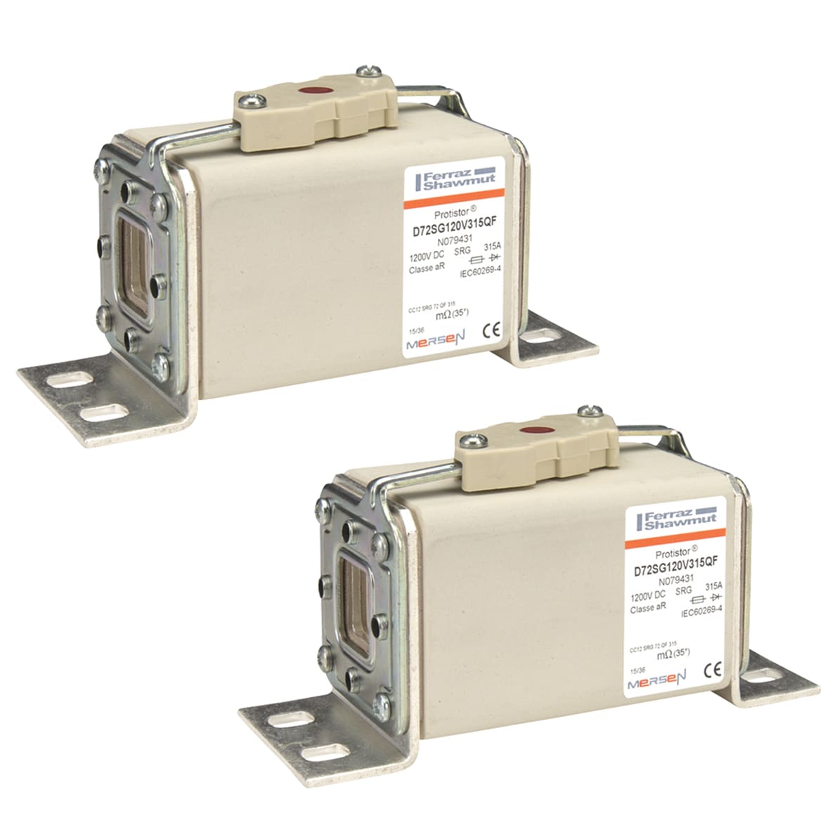 MERSEN - Fusibile ad alta velocità 72 aR 1200VDC CEI 200A Percussore Staffe L