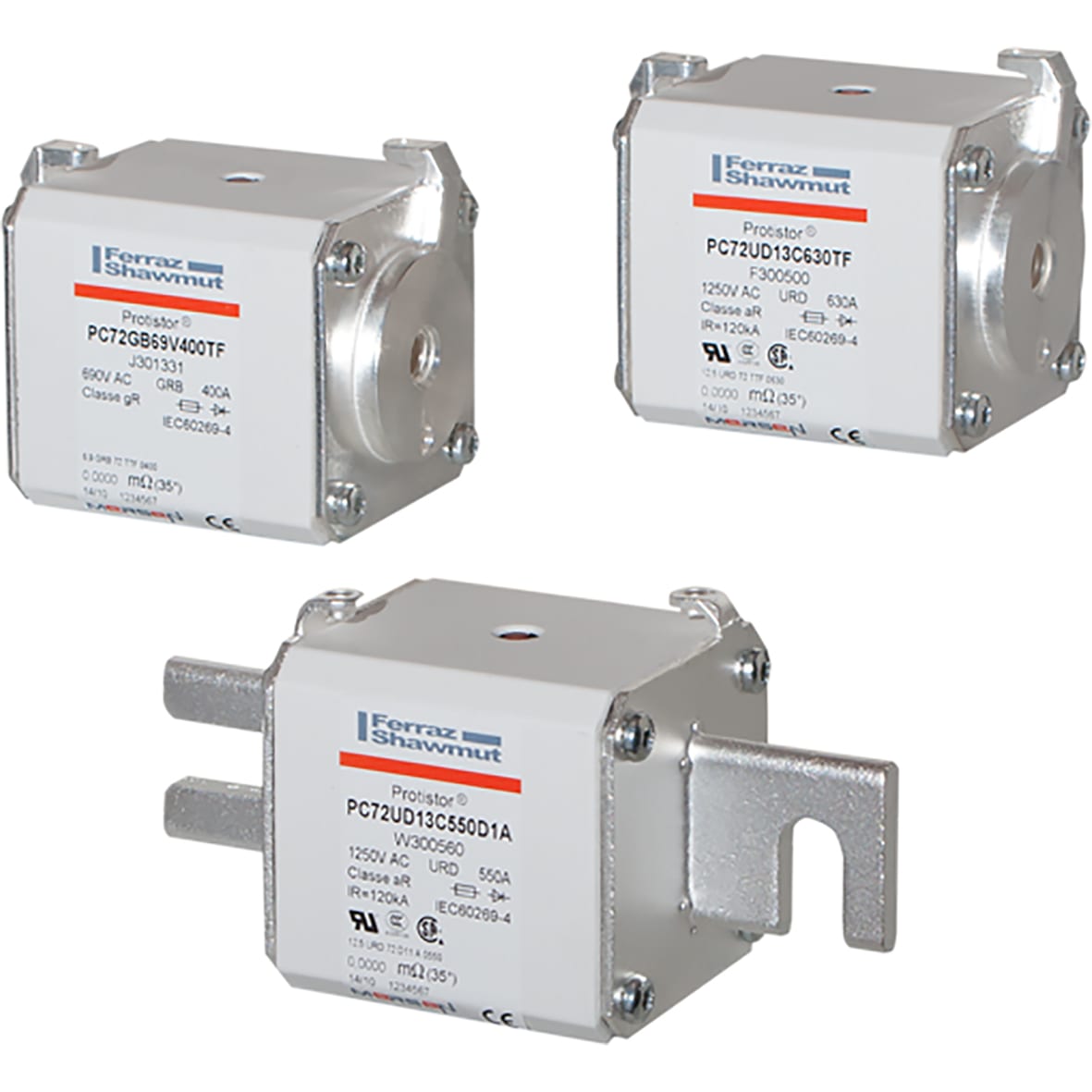 MERSEN - Fusibile ad alta velocità 72 gR 550VDC CEI 600VDC UL 450A Percussore Ct.Fil.Mtr.