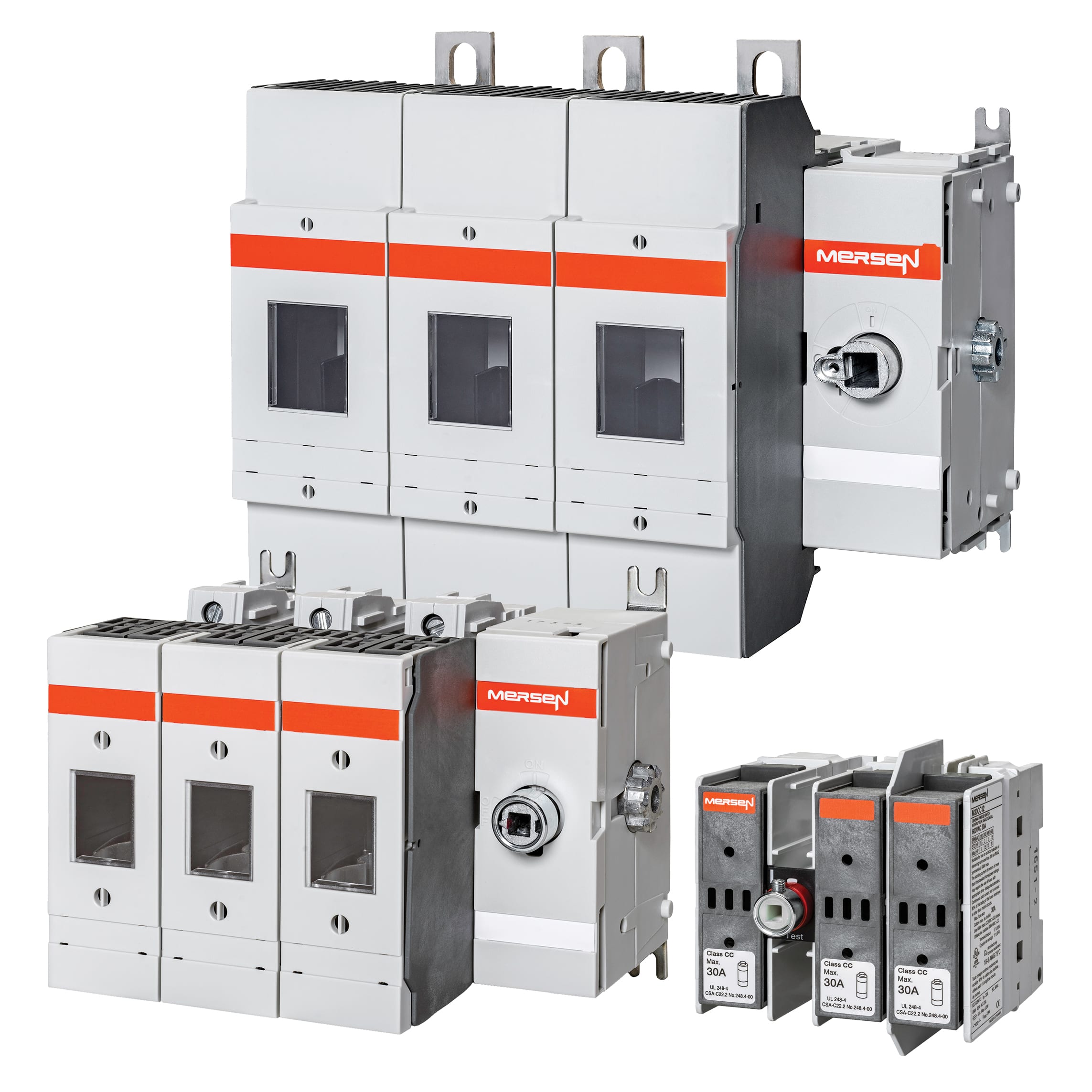 MERSEN - Interruttore fusibile UL 98 600VAC Class CC 30A 3 poli Azionamento laterale