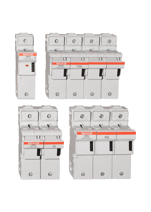 MERSEN - Portafusibili 22x58 CEI 690VAC 690VDC 3poli+N Compat. con microinterruttore IP20