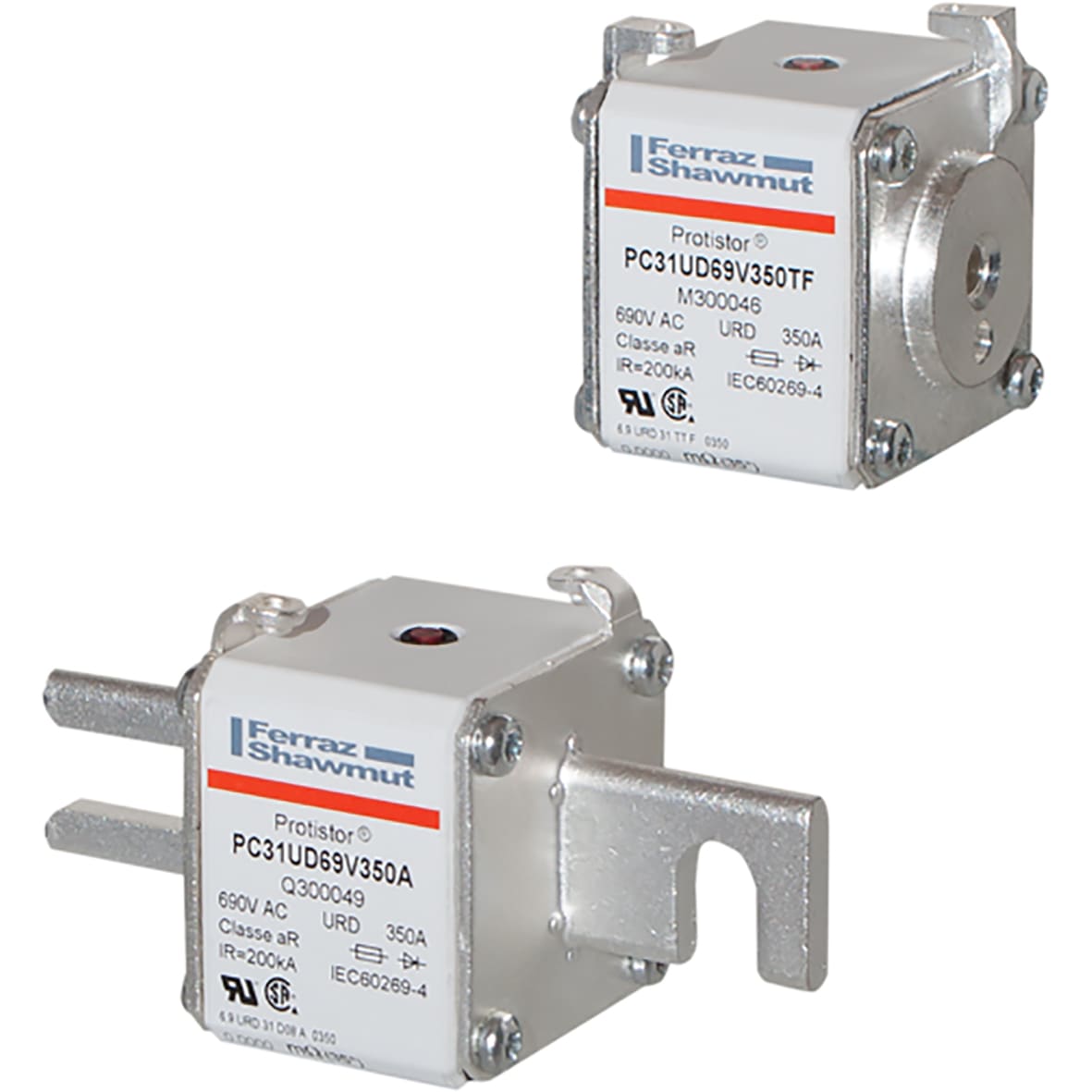 MERSEN - Fusibile ad alta velocità 31 aR 690VAC 350A Percussore Coltelli Scanalati Corti