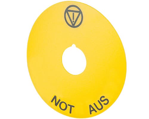 NEW ELFIN - TARGHETTA GIALLA D90 NOT-AUS 020DD39