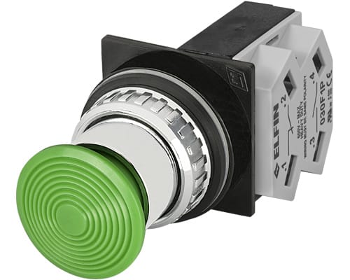 NEW ELFIN - PULSANTE FUNGO VERDE NO+NC 030PFVF1