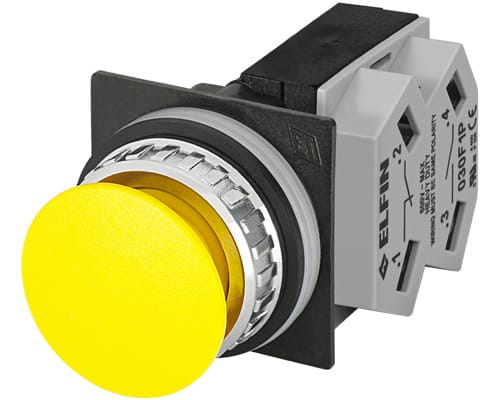 NEW ELFIN - PULSANTE FUNGO GIALLO NO+NC