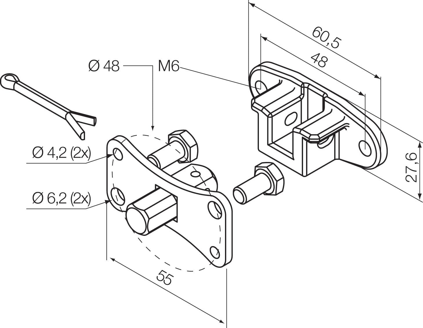 NICE - KIT STAFFA ALL. M6 + PERNO Q10