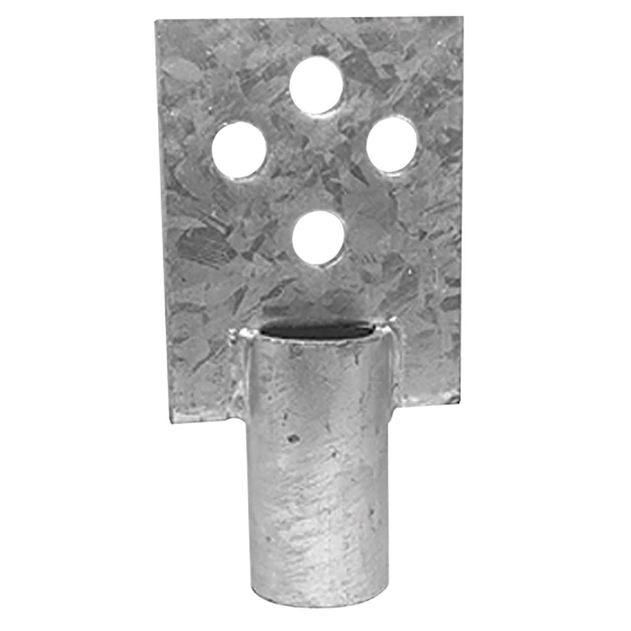 SATI - Cappellotto verticale zincato a caldo  diametro 1 1/4 pollice  con piastra a 4 fori diam. 18 mm