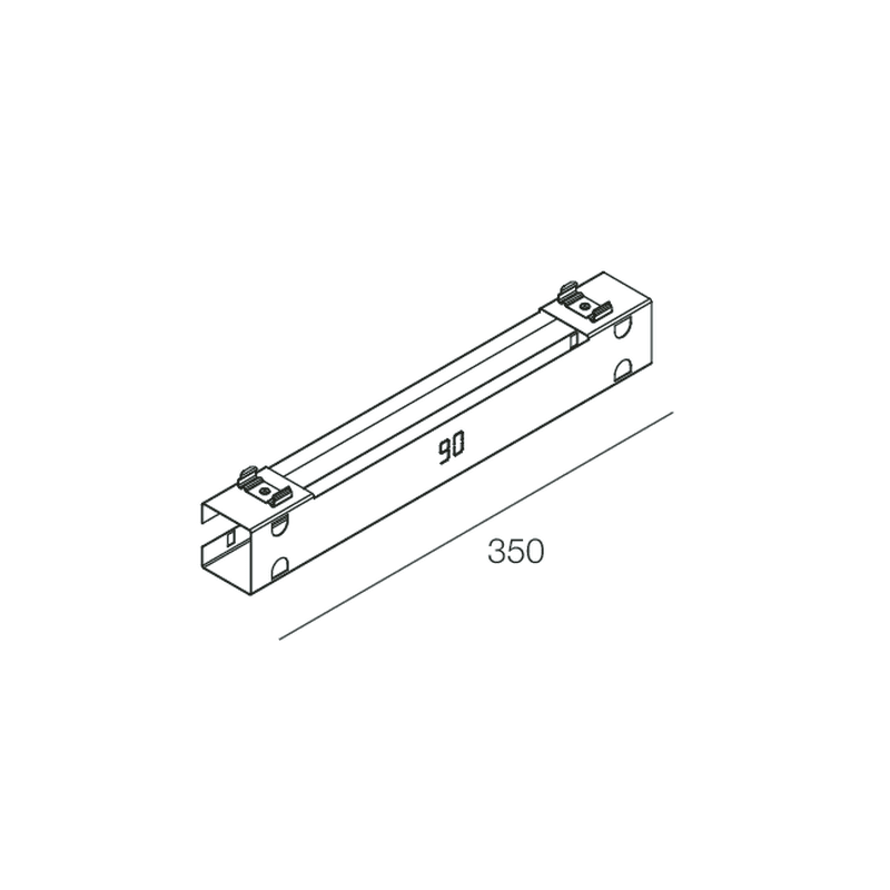 NOVALUX - V-90: staffa parete 90 gradi lunghezza 350 mm, ideale per installazioni a muro.