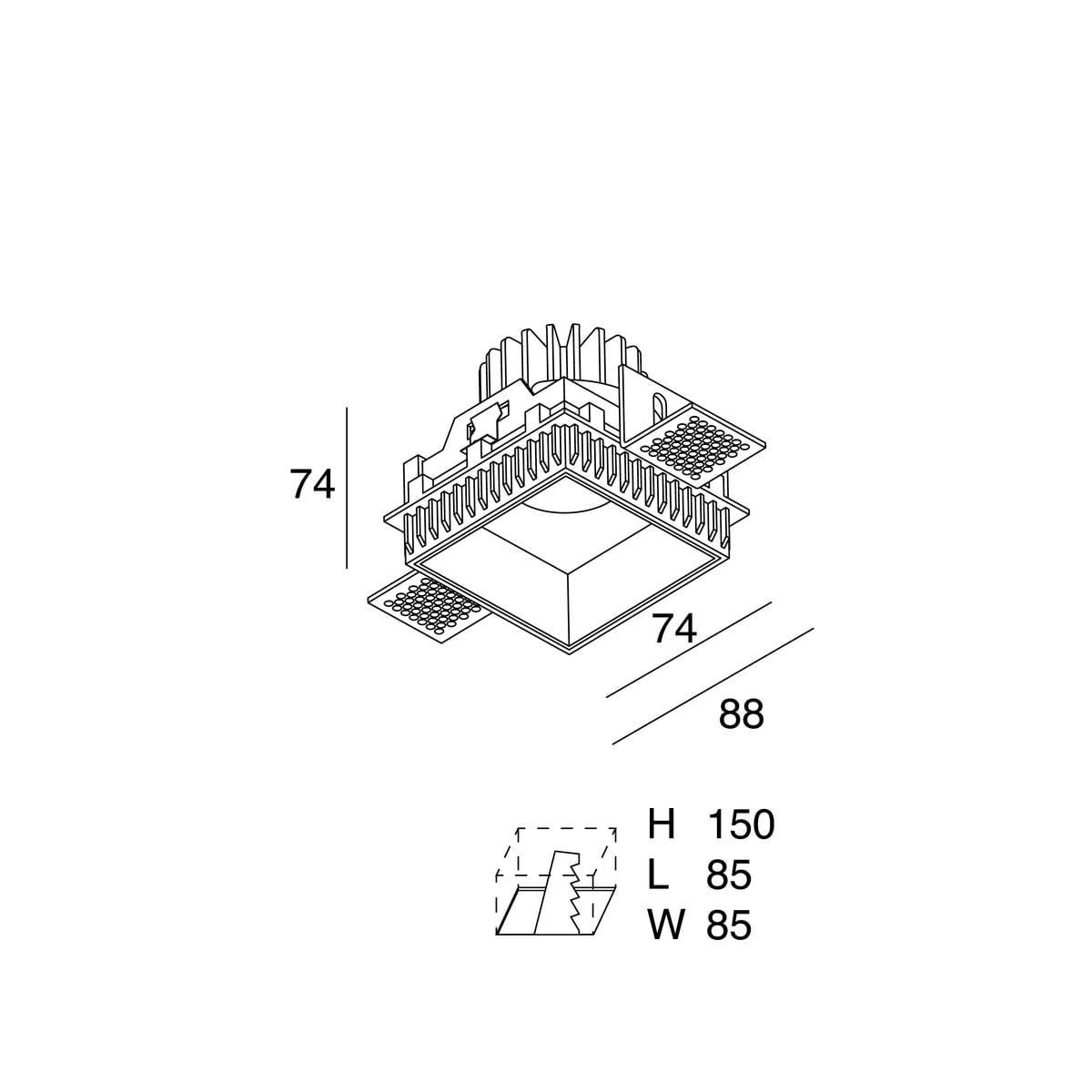 NOVALUX - WELL QDR: LED 10W 500MA 3K 36D IP54 NERO