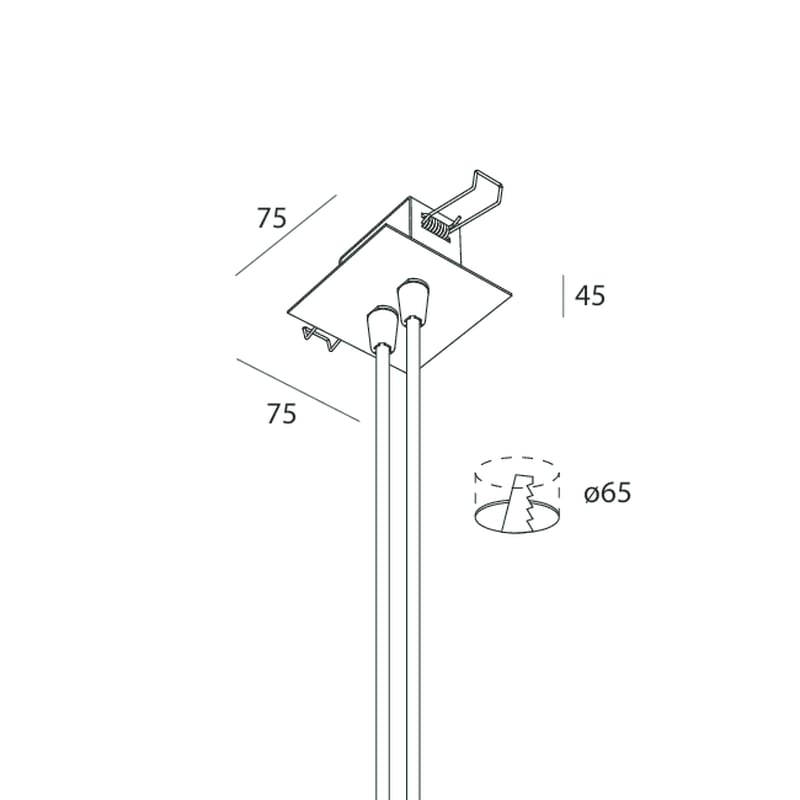 NOVALUX - Rosone doppio cartongesso nero L=1200 3P e kit di alimentazione incasso nero 45x75x75 con cavo 3x0,75 x2 L=1200.