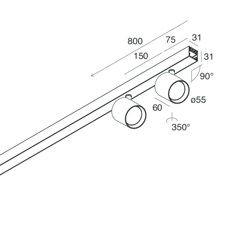 NOVALUX - P-30: SPOT 2X9W F14 3K CF PLAF/SOSP