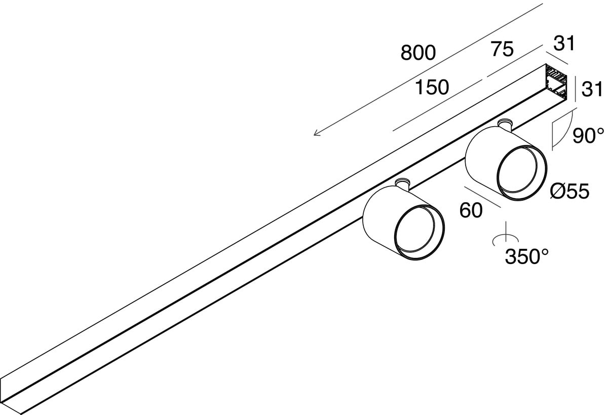 NOVALUX - P-30: SPOT 2X9W F34 4K NE PLAF/SOSP