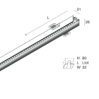 NOVALUX - P-30: LED 8W 3K NERO INCASSO L=800