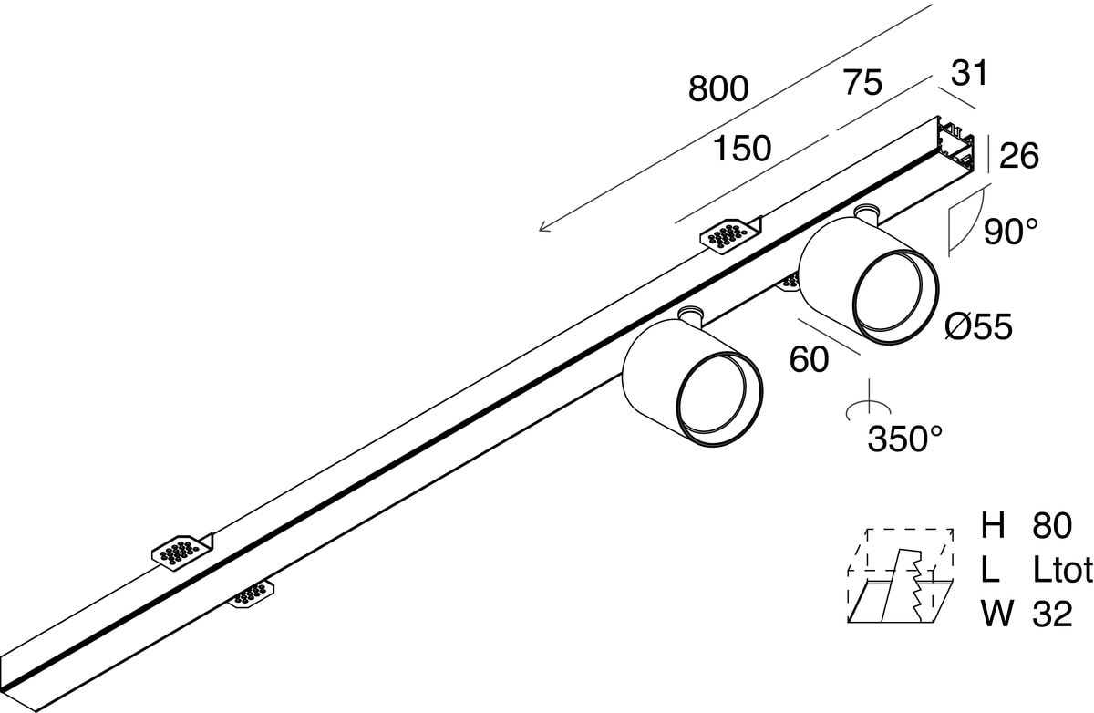 NOVALUX - P-30: SPOT 2X9W F34 3K BI INCASSO