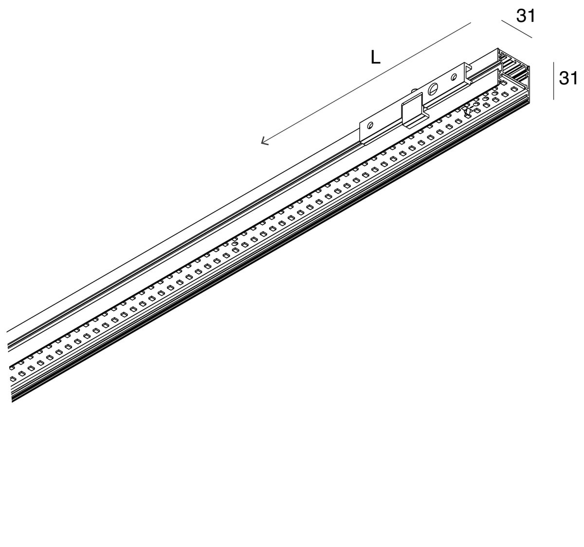NOVALUX - P-30: LED 24W 4K NERO PARETE L=2400
