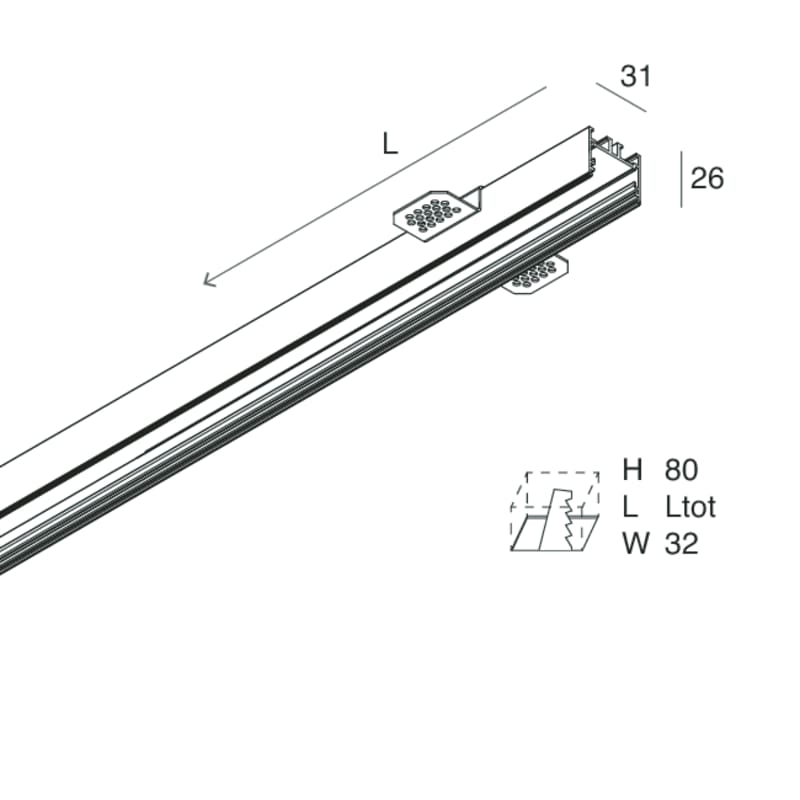 NOVALUX - P-30: STRIP NERO INCASSO L=800