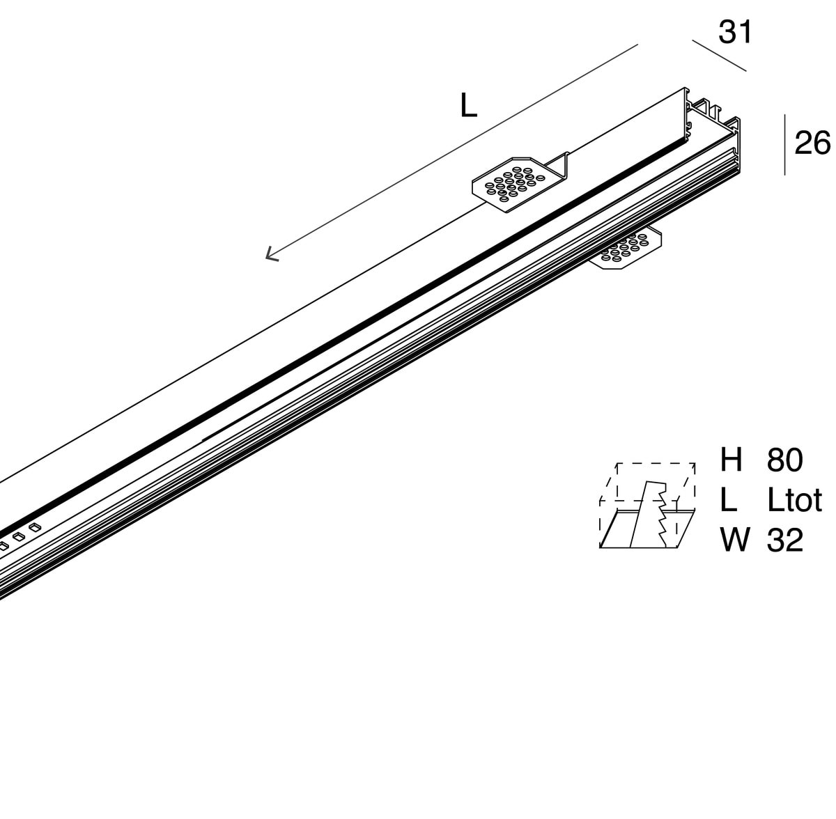 NOVALUX - P-30: STRIP BIA INCASSO L=2400 105840.01