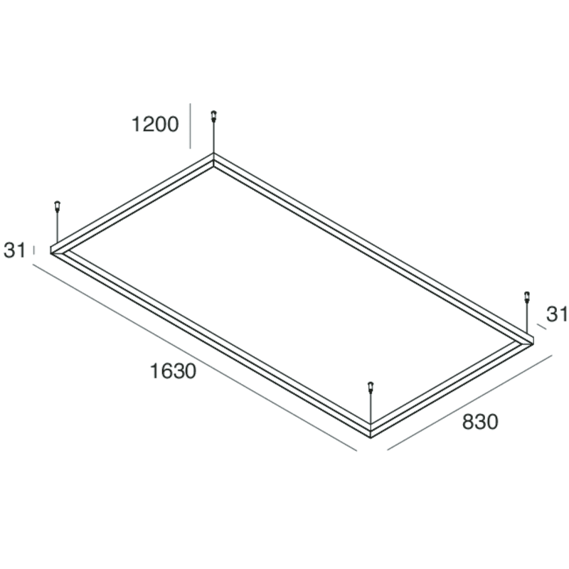 NOVALUX - P-30: RETT 48W 2.7K NER SOSP L=1630