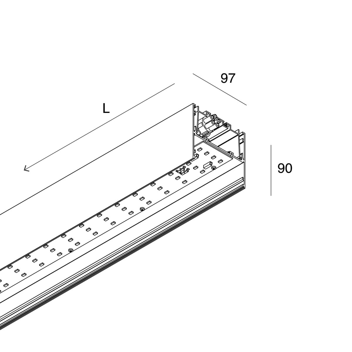 NOVALUX - LUCKY MAXI: LED 36W EM. 3K NE L=1200