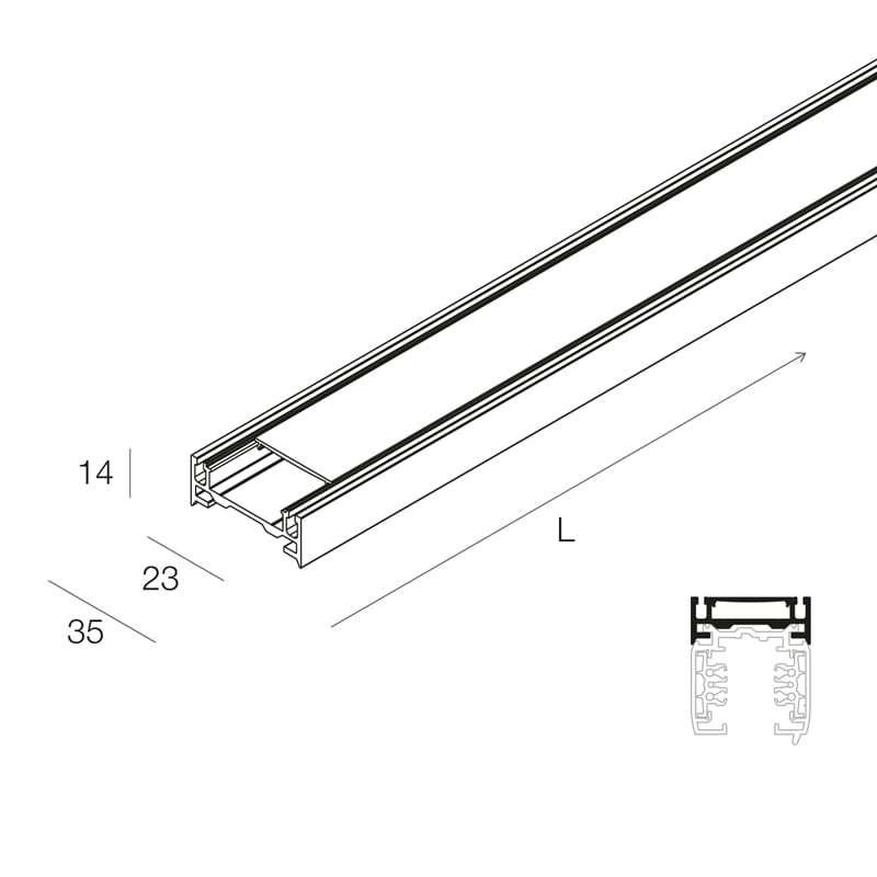NOVALUX - PROFILO UP-LIGHT 2M NERO