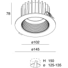 NOVALUX - NIK 16W 3K 24 CRI90 UGR<19: downlight LED tondo da incasso in controsoffitto, molle in acciaio per spessori 5-15 mm, garanzia 5 anni.