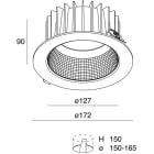 NOVALUX - NIK 22W 4K 60 CRI90 UGR<19: downlight LED tondo per incasso in controsoffitto, molle acciaio 5-15 mm, garanzia 5 anni.