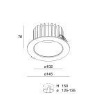 NOVALUX - NIK 16W 4K DALI CRI90 BIA tondo riflettore bianco downlight LED per installazione incasso in controsoffitto, molle acciaio 5-15 mm, garanzia 5 anni.
