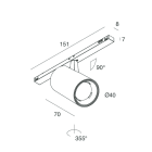 NOVALUX - MIR T-48 MINI: 6W DALI 48V 2.7K 40D nero, faretto in lega di alluminio con riflettore satinato nero, adattatore rapido, garanzia 5 anni.